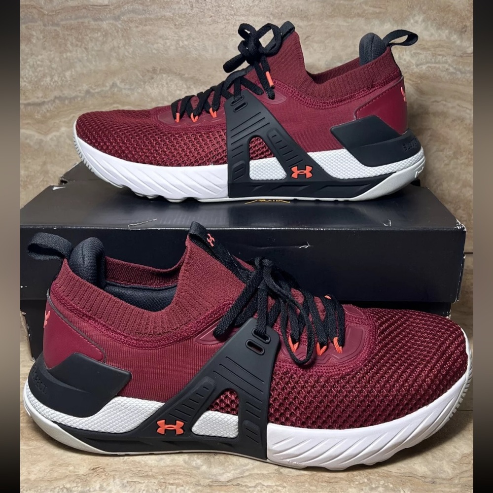 Under Armour Men's UA Project Rock 4 Training Shoes Red Black Size 12 pre owned